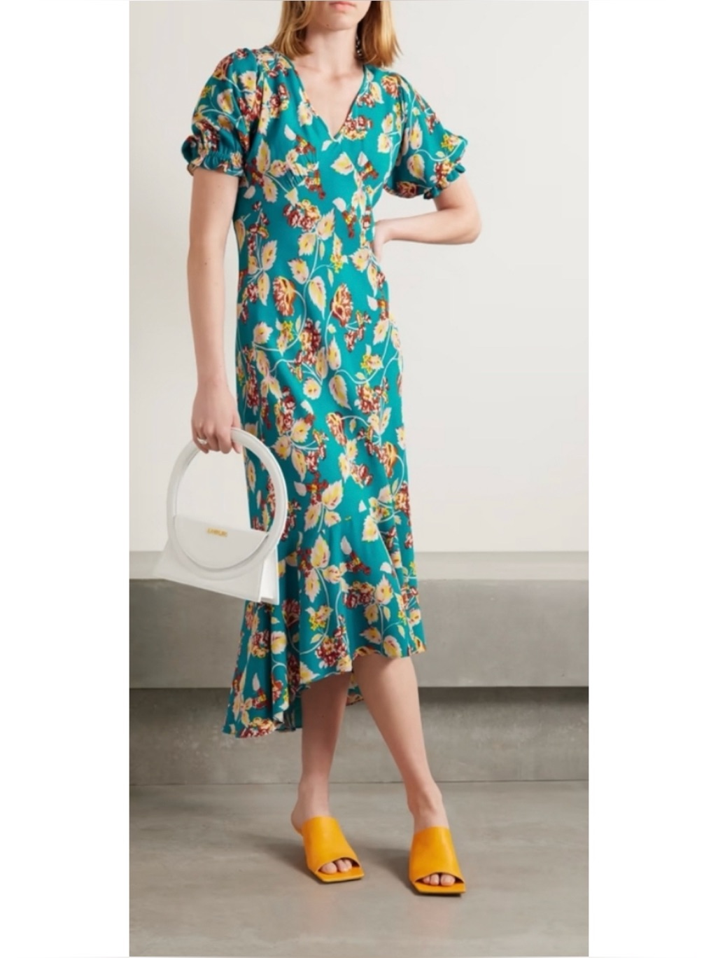 Diane Von Furstenberg Orla Floral Print Dress In Birtwell Cloud Size 14 ~ Nwt